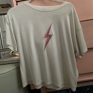 Fallen shoulder box tee with lightning bolt